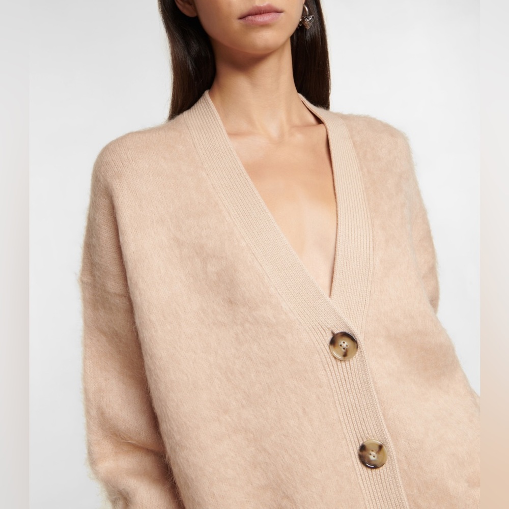 🍁⛄️ACNE STUDIOS MOHAIR WOOL FLUFFY CARDIGAN Warm Beige Grandpa Knitted - Picture 5 of 14